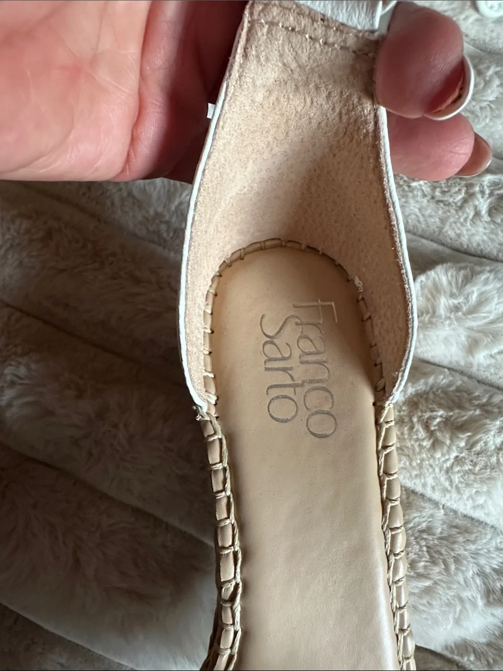 Franco Sarto White Espadrille Wedge Sandals with Ankle Strap